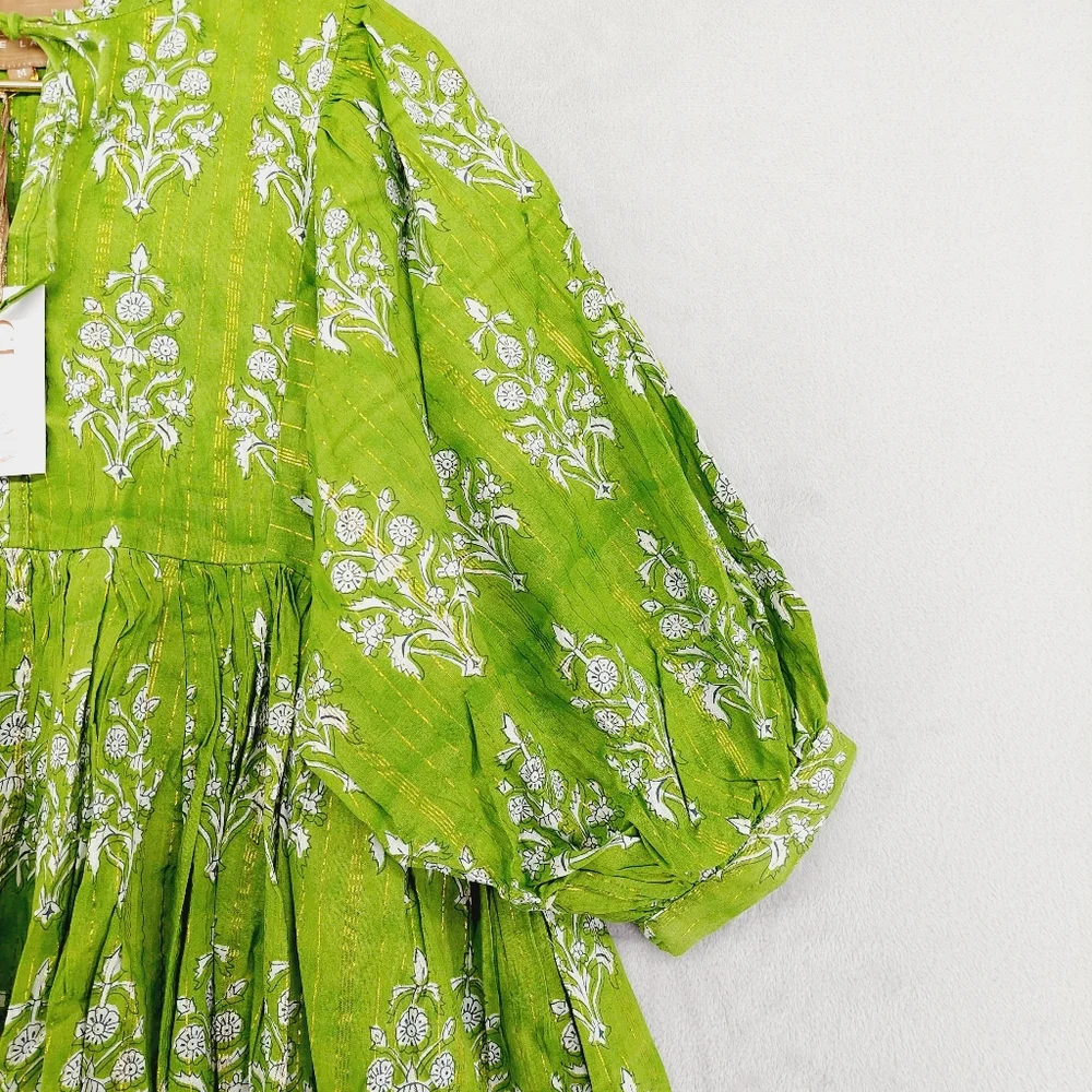 New Clara The Label Clover Mini (Renwick Olive) Ballon Sleeves Mini Dress P2384 - Picture 5 of 11